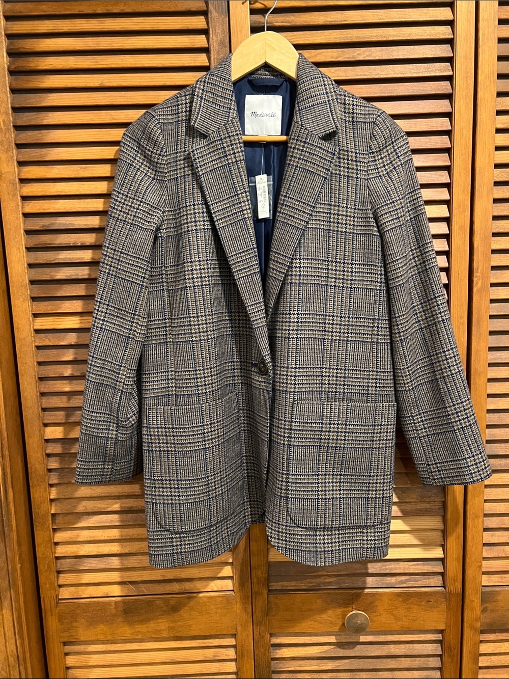 Madewell Brown and Navy Glen Plaid Blazer